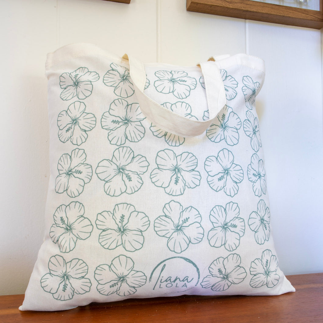 Liana Lola Green Hibiscus Tote Bag